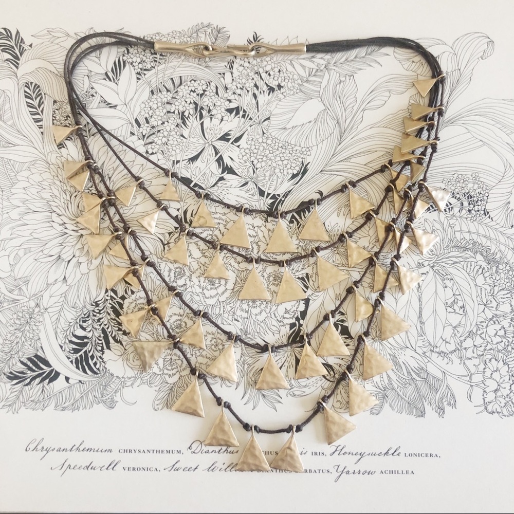 Multi-Layer Gold Geometric Statement Necklace - image 1